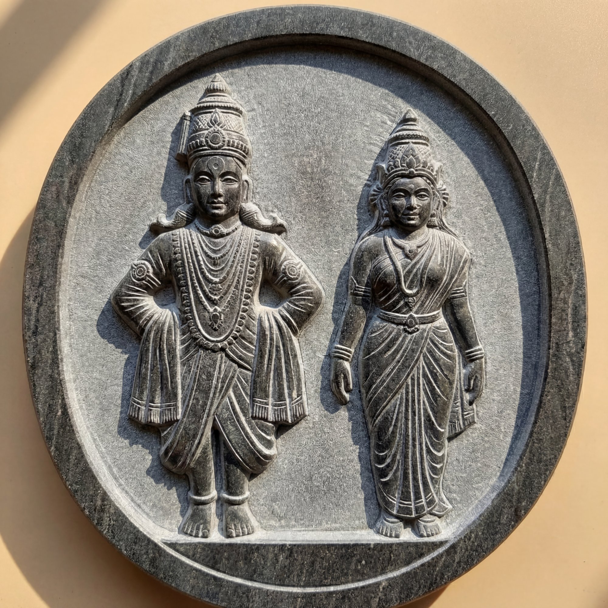 Vitthal Rukmini stone engraving